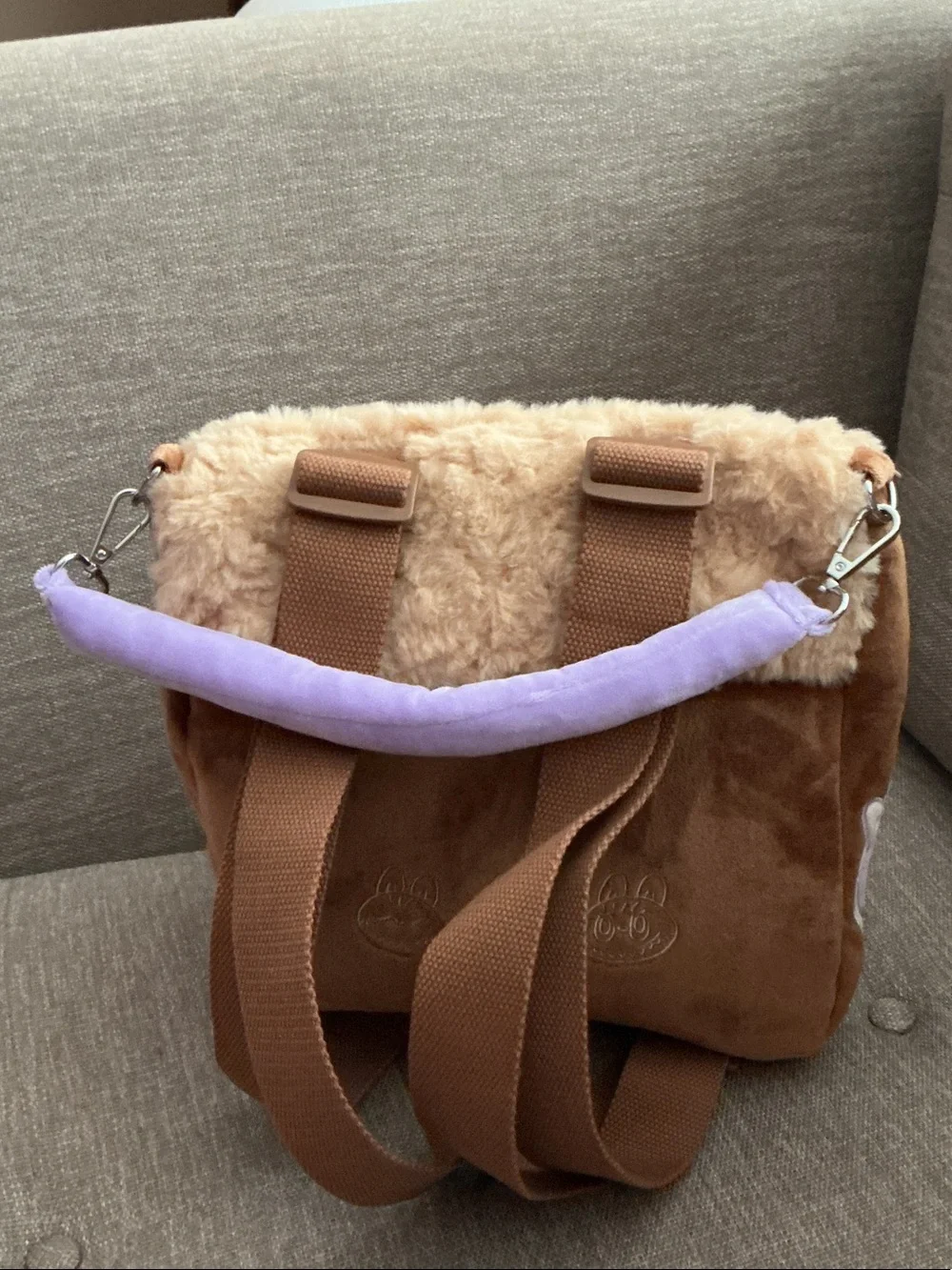 The Monsters Plush Faux-Fur Brown Kids Backpack